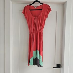 Boden Vibrant Red and Green Midi Dress